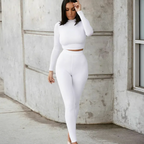 Women's Two-Piece Solid Autumn Overalls Set